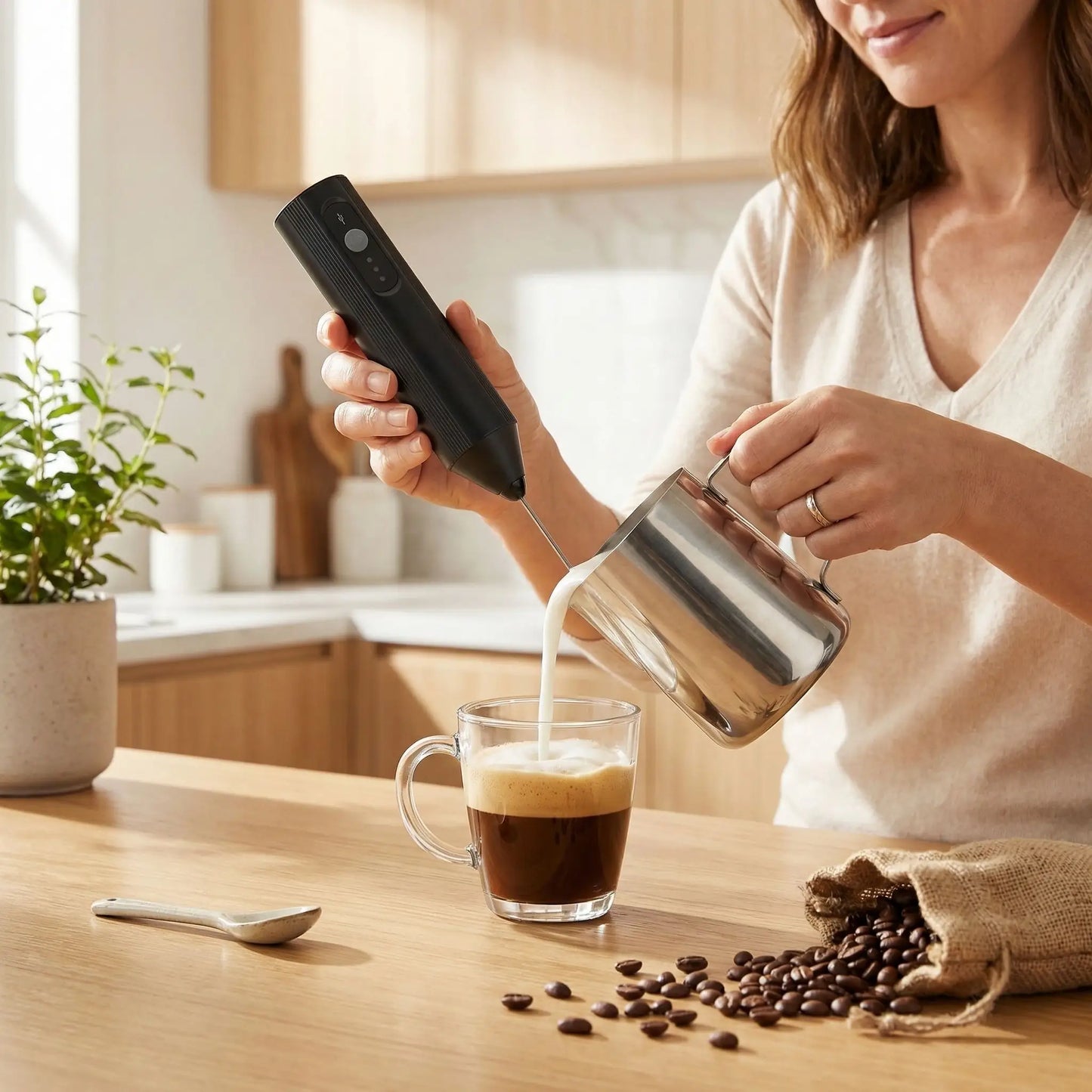 Mousseur lait portable rechargeable USB C nomade