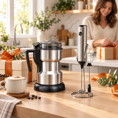 Idées cadeaux cuisine avec moulin et mousseur à lait