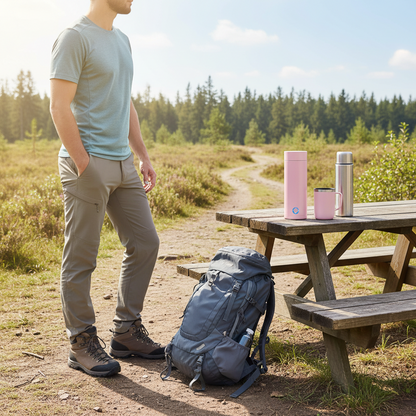 Mini bouilloire de voyage rose parfaite pour la randonnée et les aventures en plein air