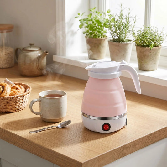Mini bouilloire pliable de voyage rose lifestyle cuisine moderne