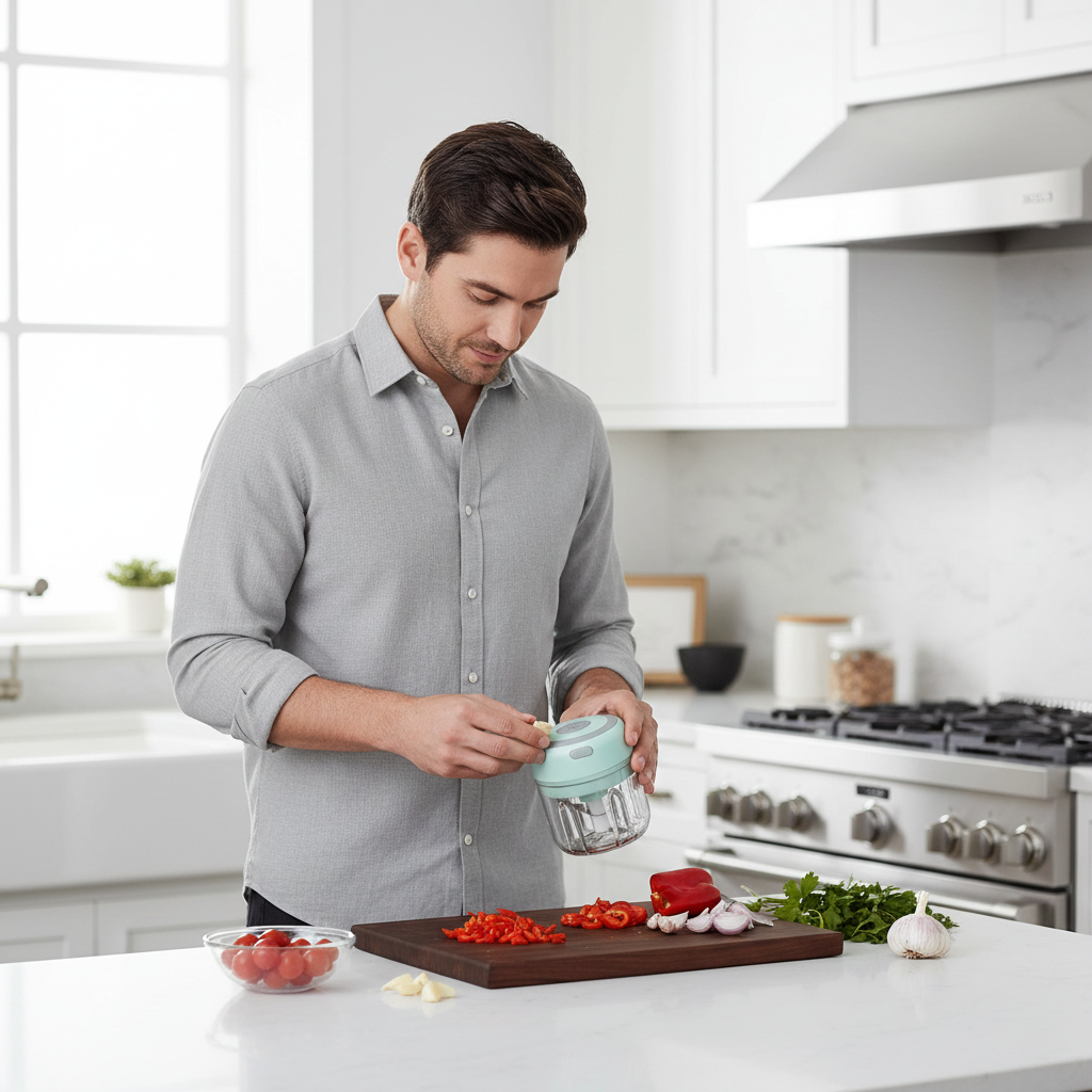 Mini hachoir électrique idéal pour cuisine rapide et pratique 