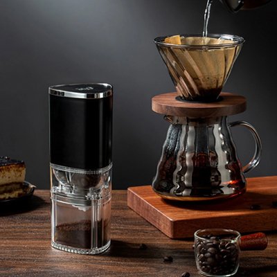 Moulin à café manuel noir, mécanisme acier inoxydable robuste