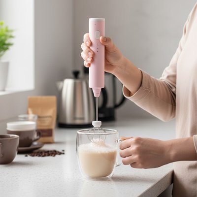 Mousseur à Lait Barista Pro moussage de lait dans une tasse