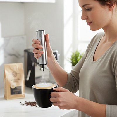 Mousseur à lait Veloutino Résultat mousse café latte
