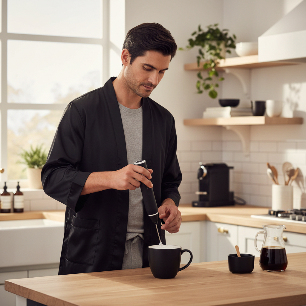 Mousseur à lait électrique Cappuccino parfait en cuisine familial
