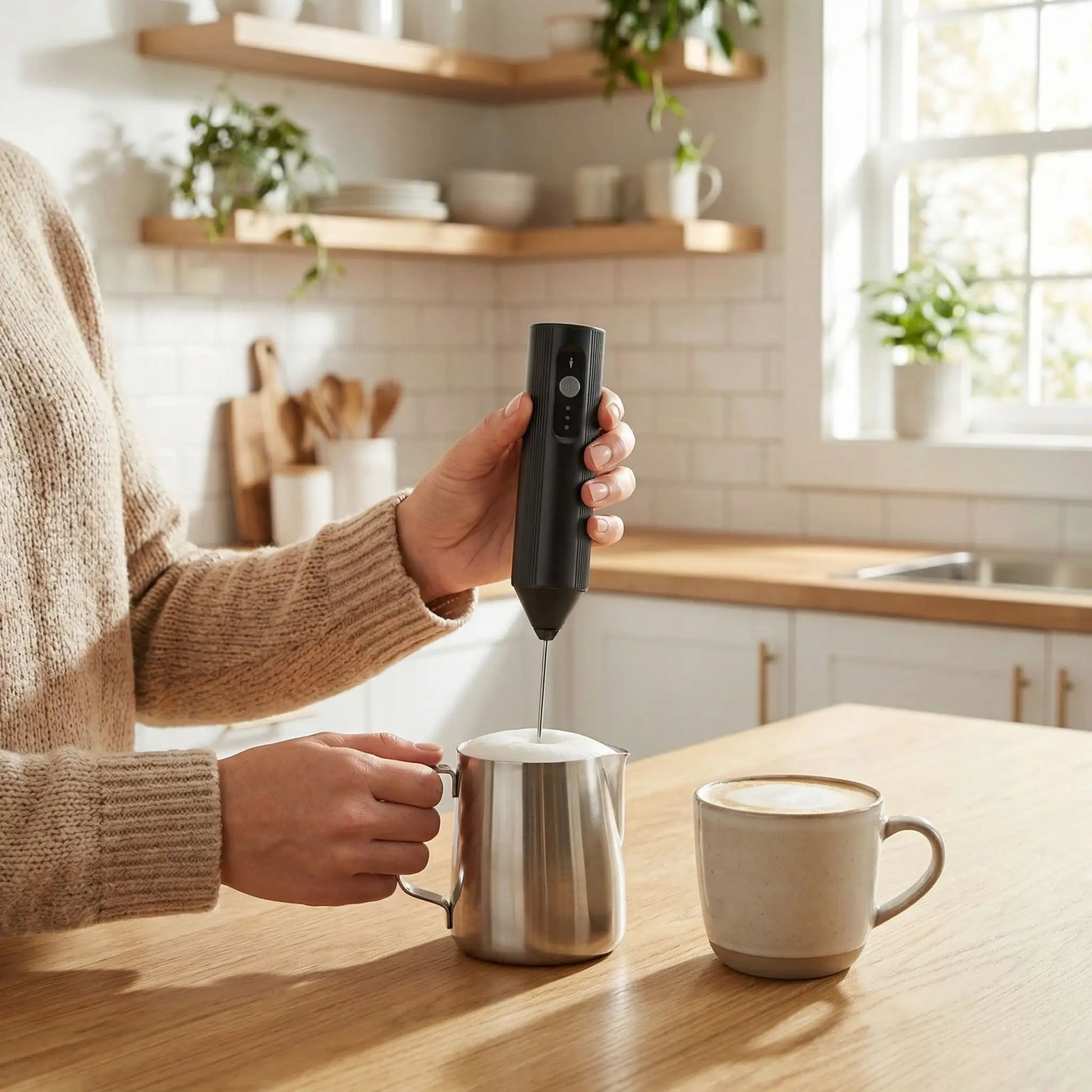 Mousseur lait portable rechargeable USB C personnalisation