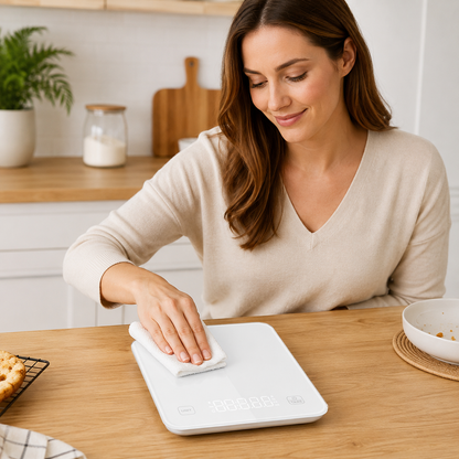 Balance Cuisine blanche nettoyée après utilisation