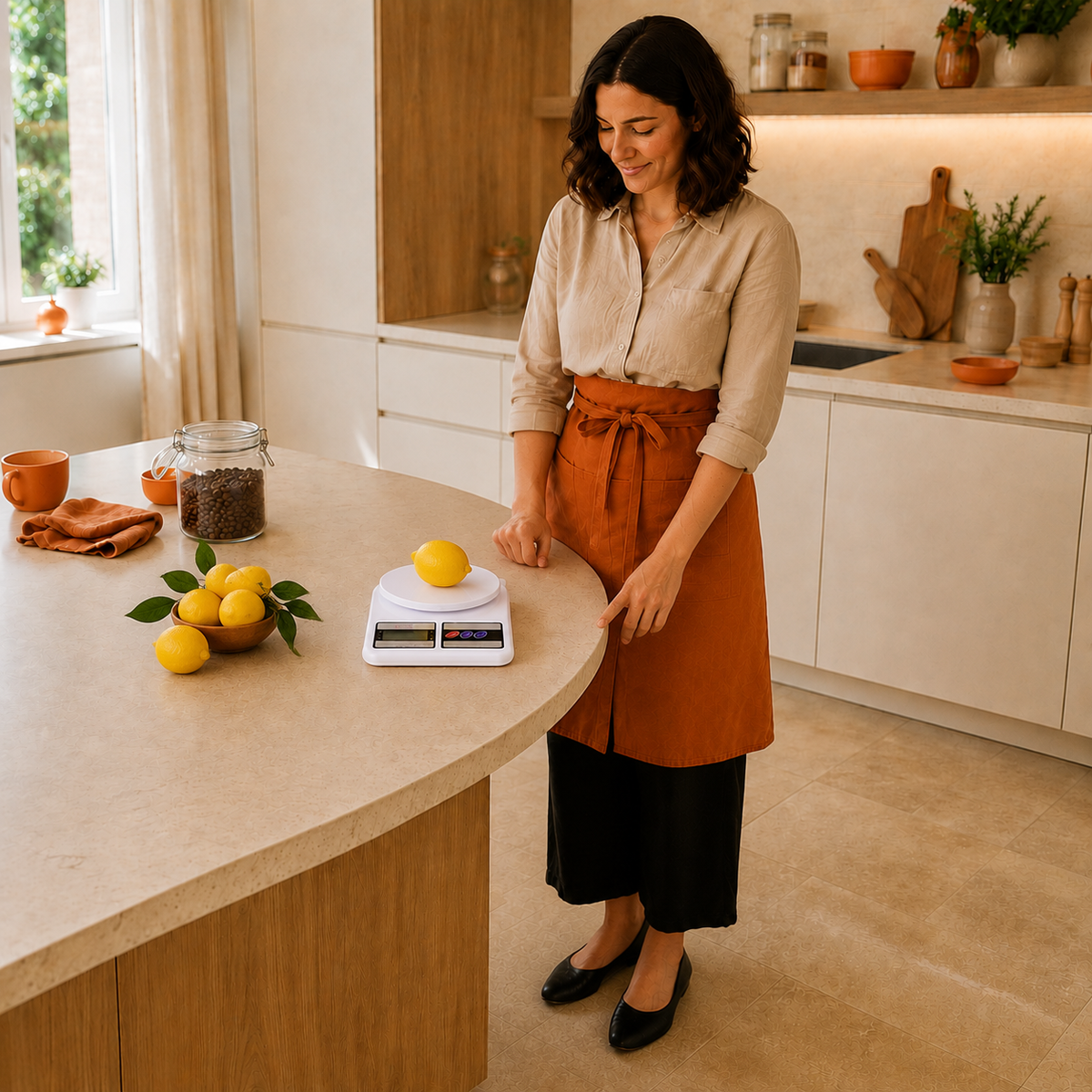 Balance Cuisine numérique pesant un citron