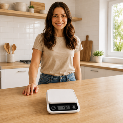 Balance Cuisine numérique avec femme dans une cuisine moderne