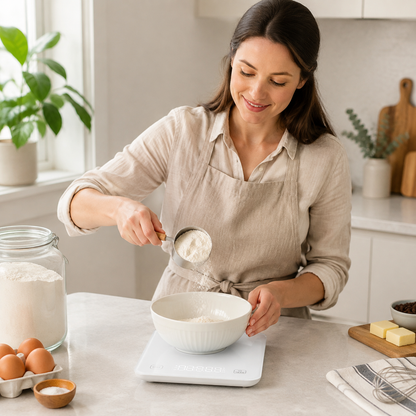 Balance Cuisine pesant un bol de farine