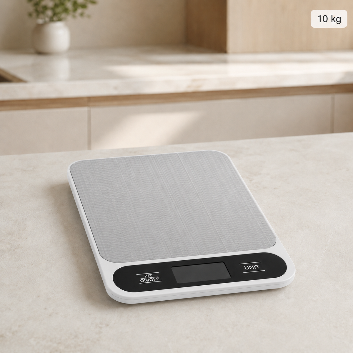 Balance Cuisine variante 10 kg sur comptoir moderne