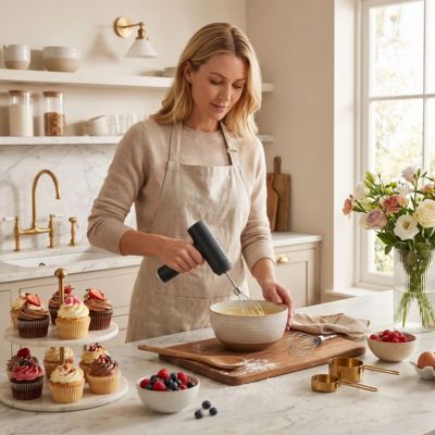 Batteur Electrique Puissant prépare une pâte homogène pour des cupcakes faits maison