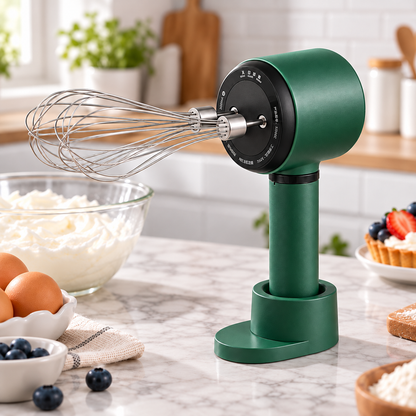 Batteur électrique rechargeable vert avec deux fouets