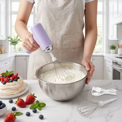 Batteur Mixeur sans fil rechargeable offrant une grande liberté de mouvement pour cuisiner au quotidien.