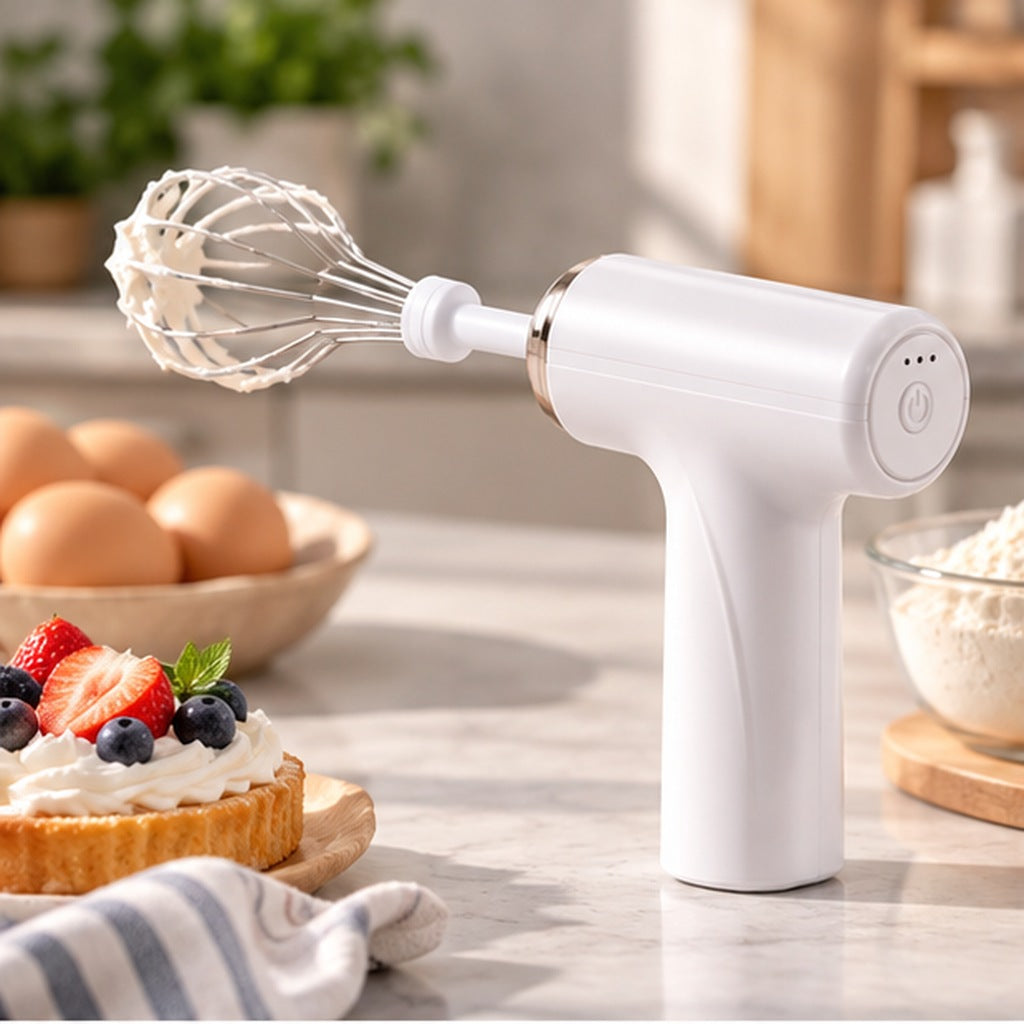 Batteur mixeur sans fil blanc dans une cuisine moderne