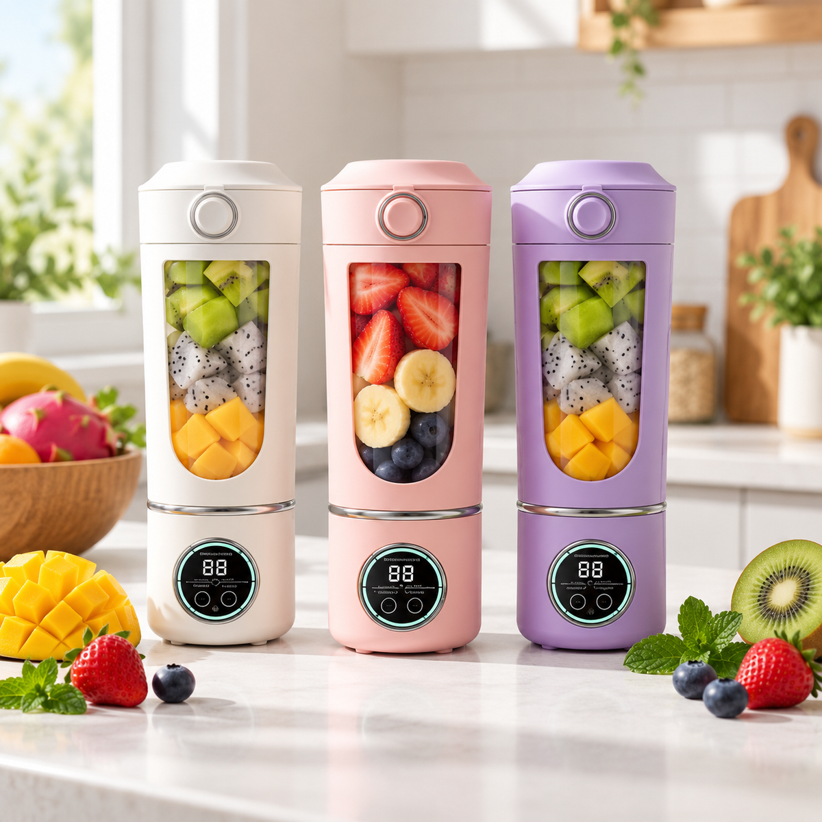 Blender smoothie en trois coloris