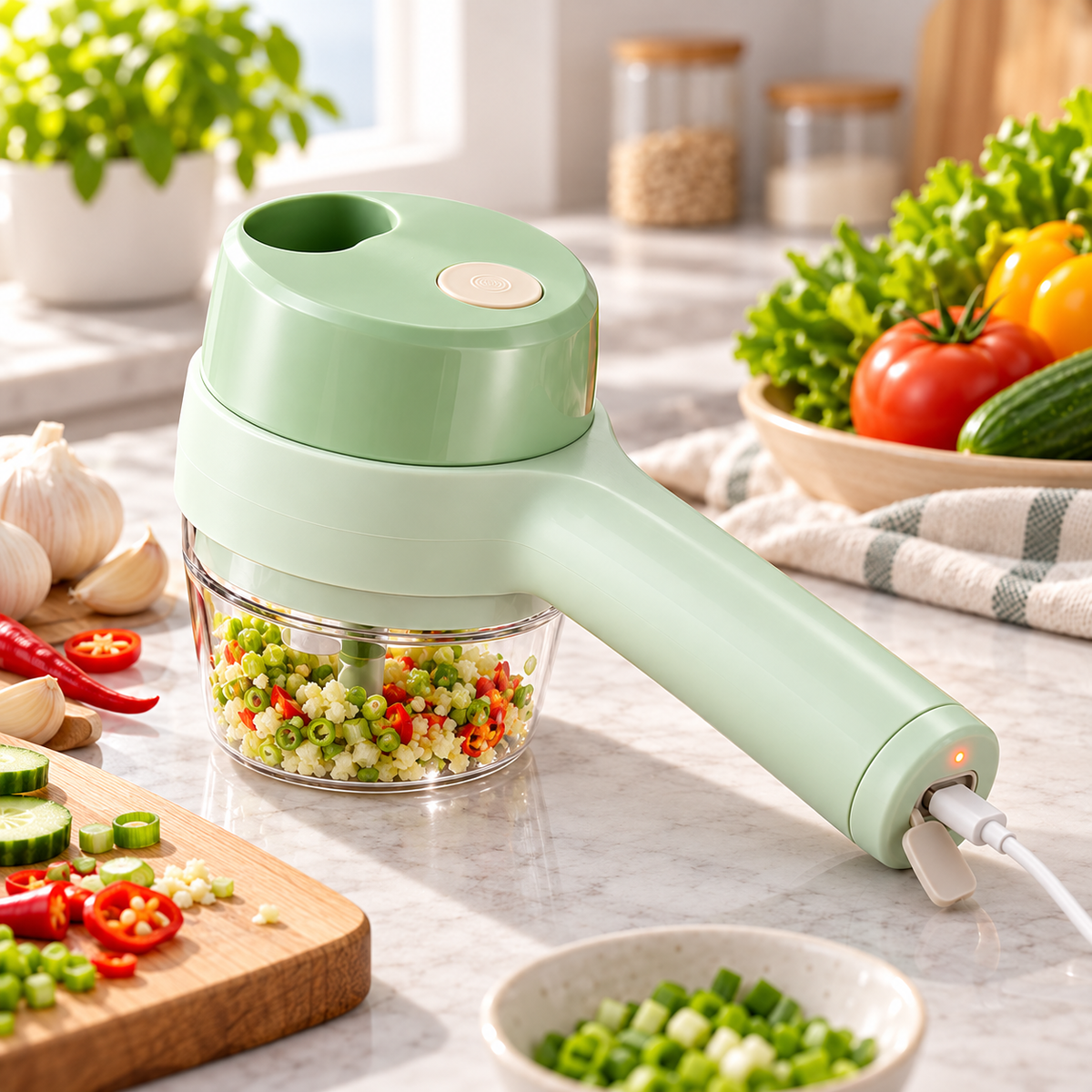 Coupe-légumes électrique rechargeable avec port USB-C
