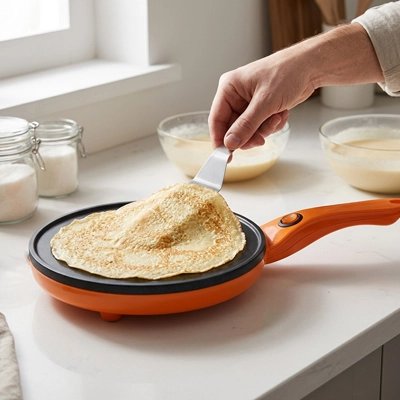 Crêpière antiadhésive pour crêpes fines et homogènes