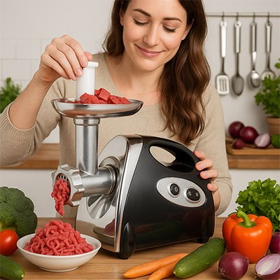Hachoir à viande électrique avec viande hachée