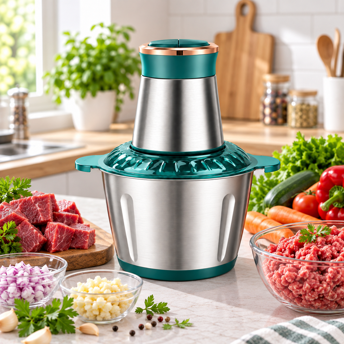 Hachoir électrique 3 L avec viande et légumes
