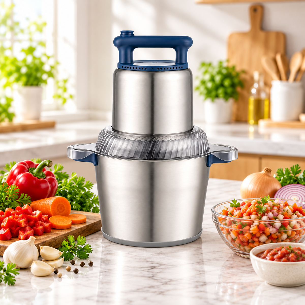 Hachoir puissant 1200 W pour préparer des légumes