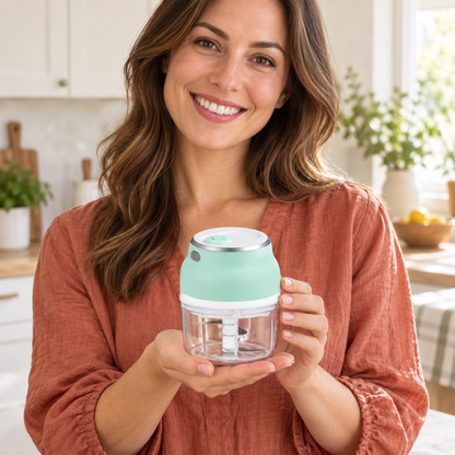 Mini hachoir électrique compact tenu dans les mains