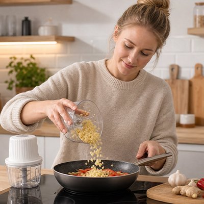 Mini hachoir electrique pour herbes et condiments frais