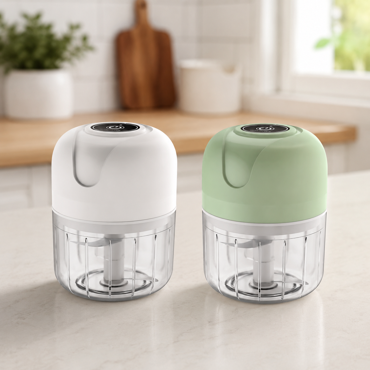 Mini hachoir électrique USB blanc et vert