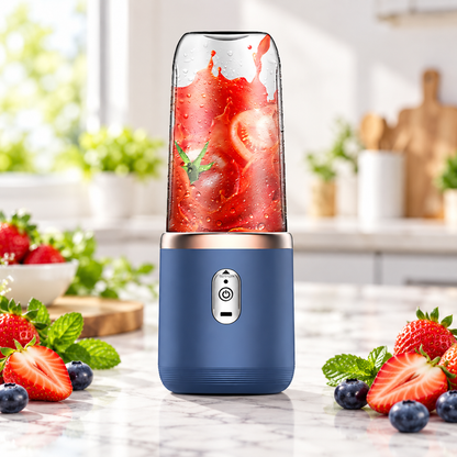 Mixeur portable bleu avec fraises