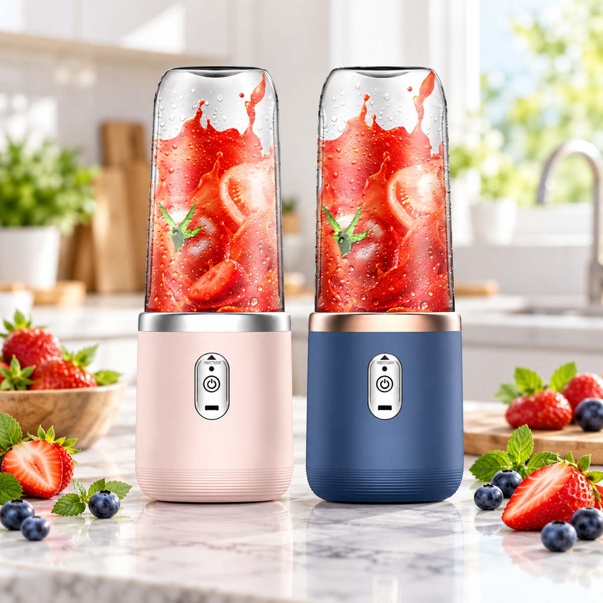 Mixeur portable bleu et rose