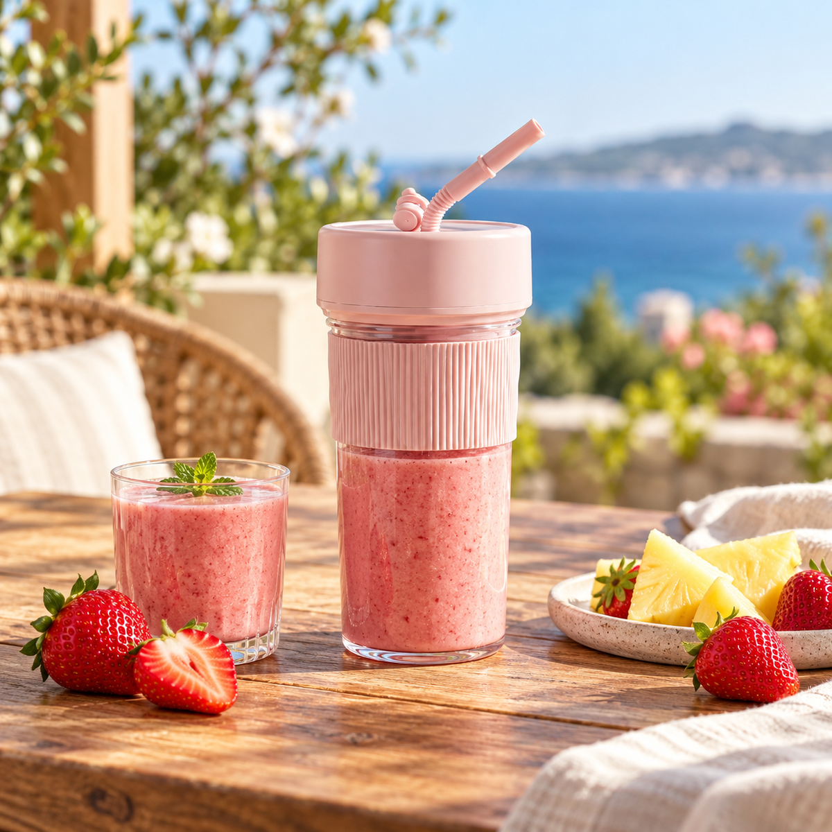 mixeur portable nomade 350 ml rose extérieur