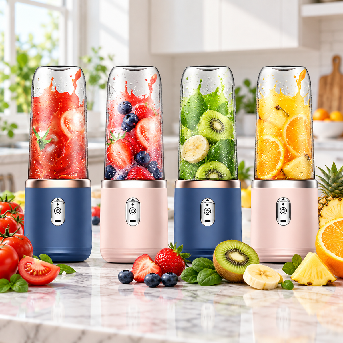Mixeurs portables avec fruits variés