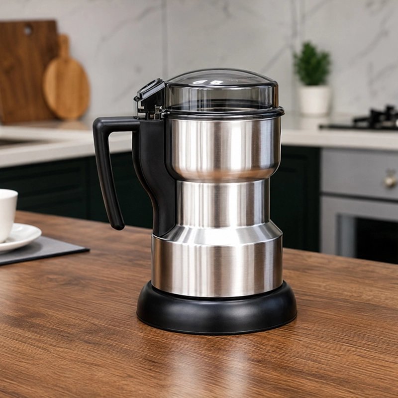 Moulin à café électrique en inox dans une cuisine moderne