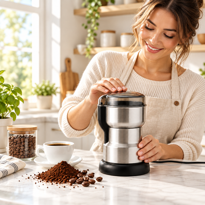Moulin à café électrique utilisé dans une cuisine