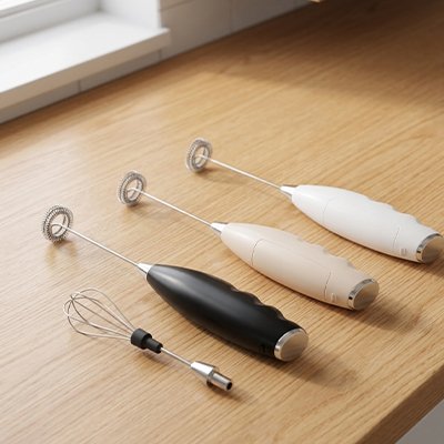 Mousseur à lait électrique Set 3 modèles blanc et noir avec accessoires
