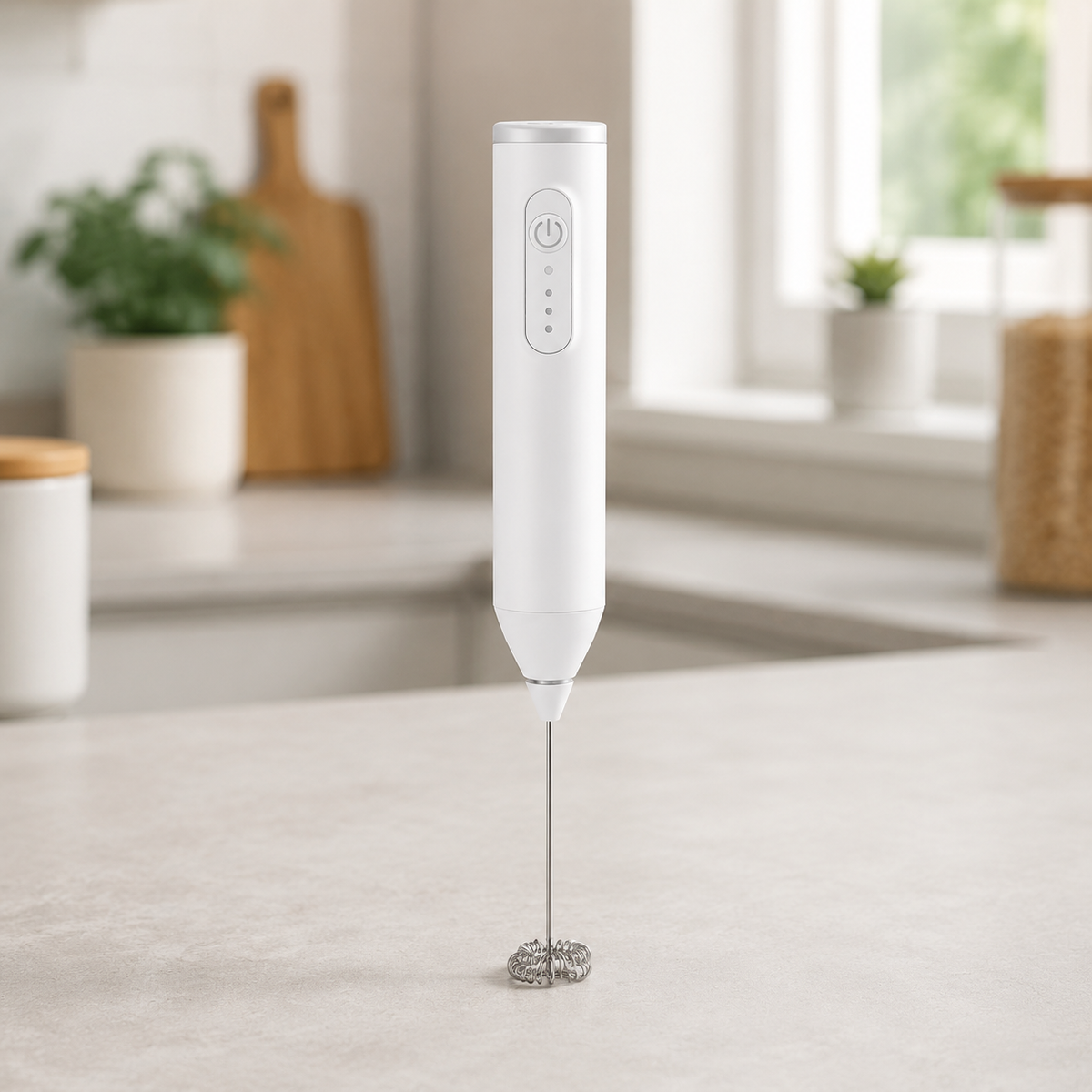 Mousseur à lait rechargeable variante blanche