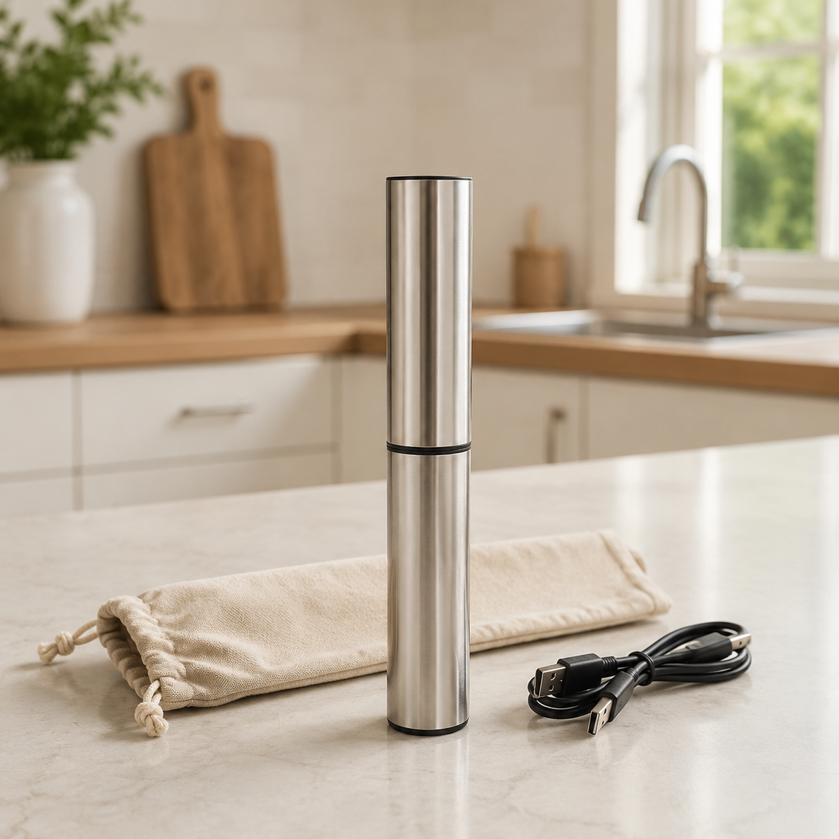 Mousseur à lait Veloutino fermé avec câble USB