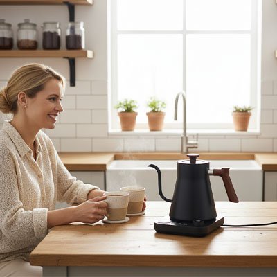 Petite bouilloire électrique parfaite pour le petit-déjeuner, le thé, les infusions et les boissons chaudes de toute la famille